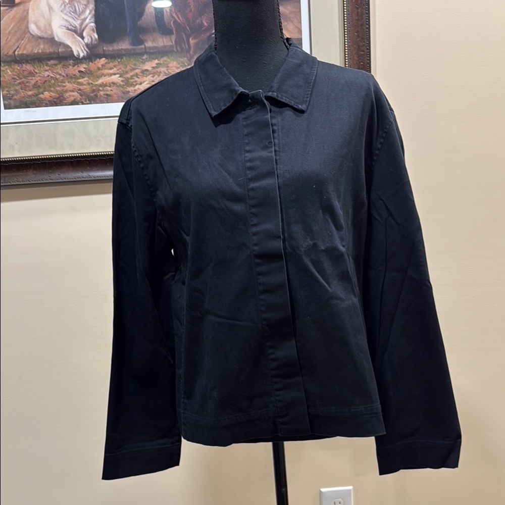 Talbots Black Jean Jacket Casual Blazer Lightweight